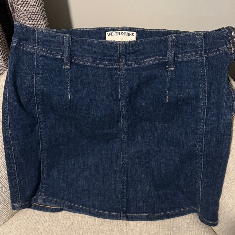 We The Free Dark Blue Denim Mini Skirt